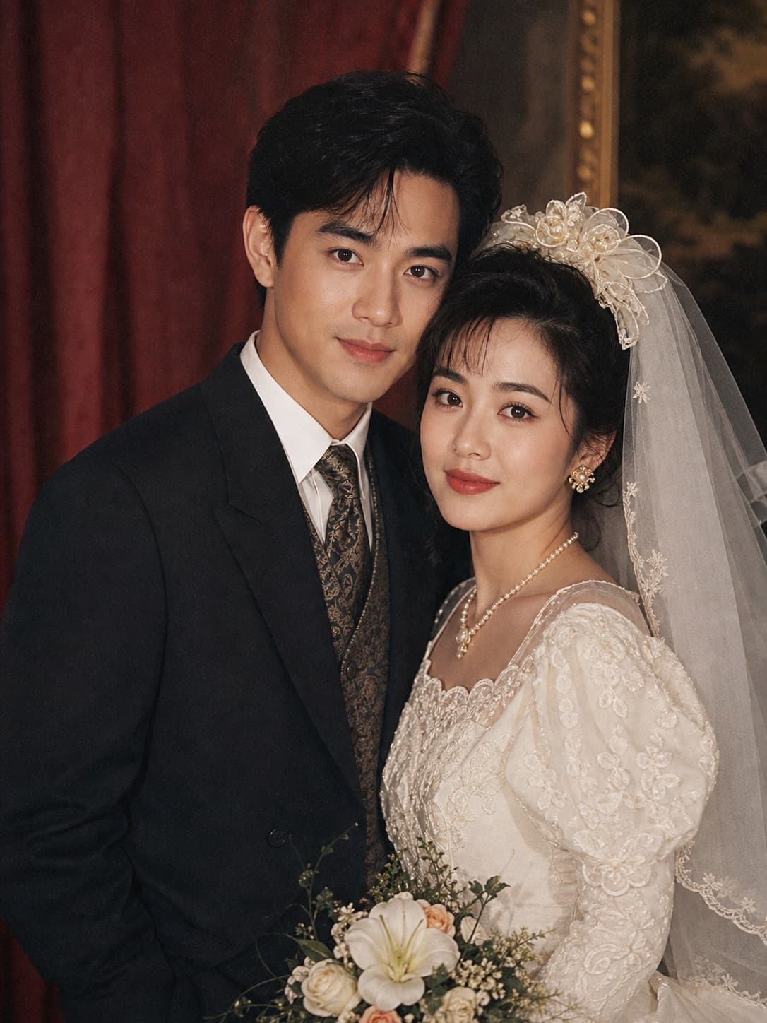 Retro Film Wedding Portrait